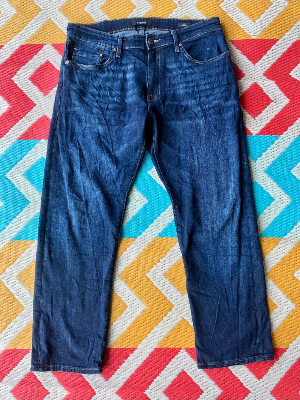MAVI Zach Straight Jeans 34x30 Stretchy Dark Wash